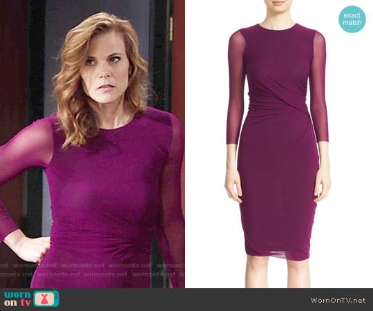 Fuzzi Sheer Sleeve Tulle Sheath Dress worn by Phyllis Newman (Gina Tognoni) on The Young and the Restless