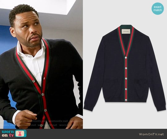 Gucci Wool cardigan with Web worn by Andre Johnson (Anthony Anderson) on Black-ish