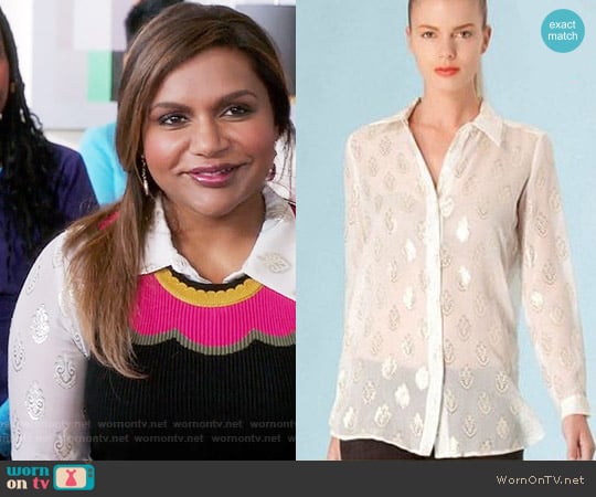 Hale Bob Silk Jacquard Top worn by Mindy Lahiri (Mindy Kaling) on The Mindy Project