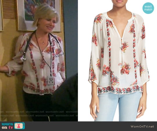 Joie Gloria Floral Blouse worn by Kayla Brady (Mary Beth Evans) on Days of our Lives