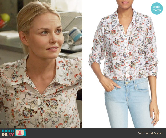 Joie 'Katrine' Paisley Cotton & Silk Blouse worn by Emma Swan (Jennifer Morrison) on Once Upon A Time