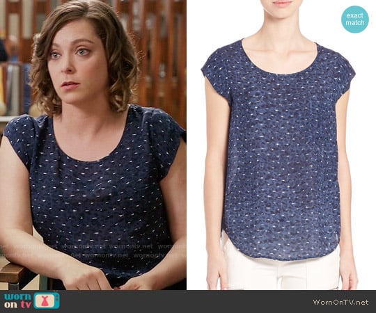 Joie Rancher Top in Sea Texture worn by Rebecca Bunch (Rachel Bloom) on Crazy Ex-Girlfriend