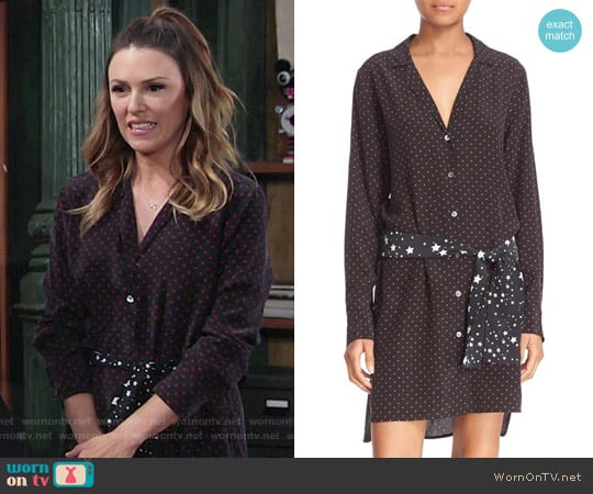 Kate Moss for Equipment 'Rosalind' Belted Silk Shirtdress worn by Chloe Mitchell (Elizabeth Hendrickson) on The Young and the Restless