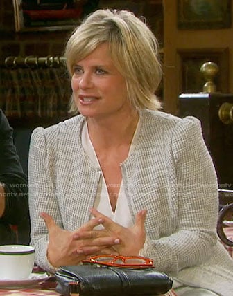 Kayla's off-white tweed jacket on Days of our Lives