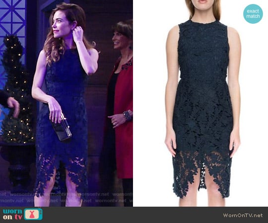 Keepsake 'Say My Name' Lace Sheath Dress worn by Victoria Newman (Amelia Heinle) on The Young and the Restless