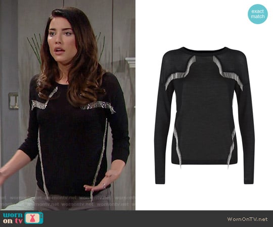 Maje Manhattan Fringe Top worn by Steffy Forrester (Jacqueline MacInnes Wood) on The Bold and the Beautiful