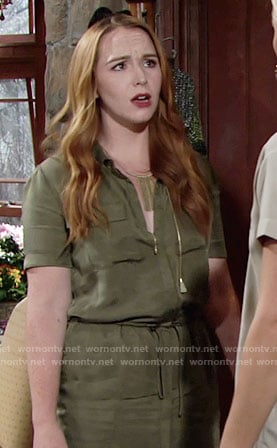Mariah’s green shirtdress on The Young and the Restless
