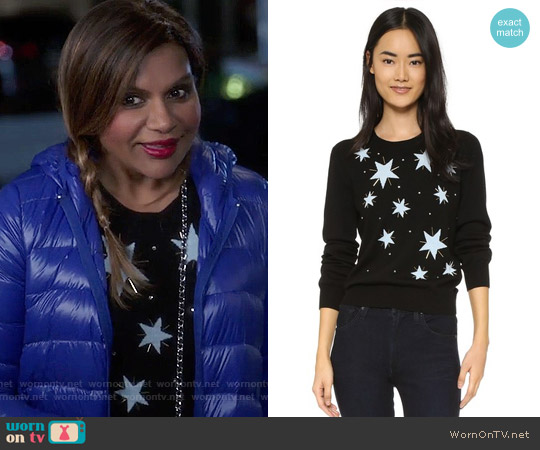 Markus Lupfer Star Embellished Grace Sweater worn by Mindy Lahiri (Mindy Kaling) on The Mindy Project