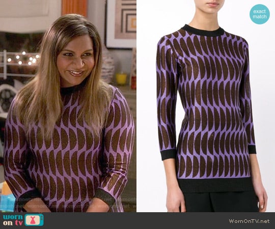 Marni Half Moon Pattern Sweater worn by Mindy Lahiri (Mindy Kaling) on The Mindy Project