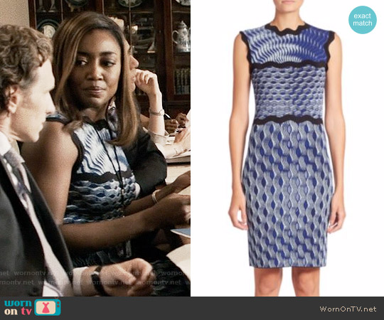 Mary Katrantzou Sleeveless Wavy Print Knit Dress worn by Daisy Grant (Patina Miller) on Madam Secretary