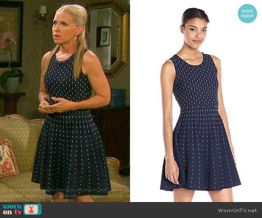 Milly Vertical Dot Flare Dress worn by Jennifer Horton (Melissa Reeves) on Days of our Lives