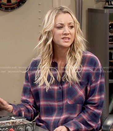 Penny’s navy and pink plaid shirt on The Big Bang Theory