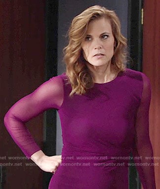 Phyllis's magenta dress with sheer sleeves on The Young and the Restless