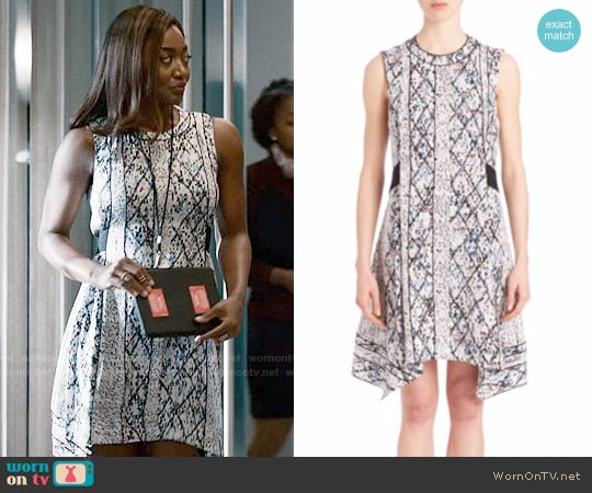 Proenza Schouler Printed Silk Goergette Flared Dress worn by Daisy Grant (Patina Miller) on Madam Secretary