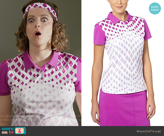 Puma Diamond Graphic Golf Polo Shirt worn by Rebecca Bunch (Rachel Bloom) on Crazy Ex-Girlfriend