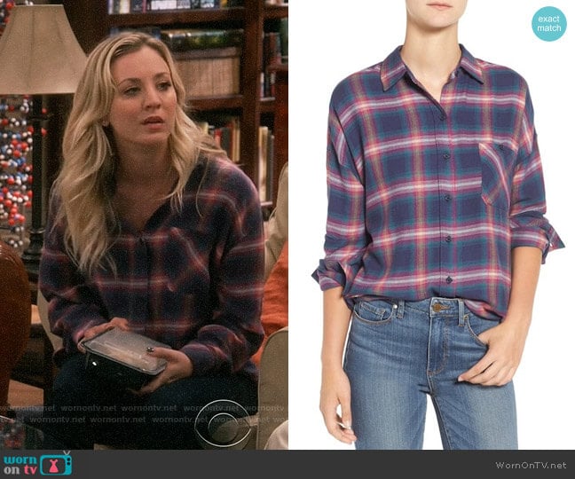 Wornontv Pennys Navy And Pink Plaid Shirt On The Big Bang Theory 