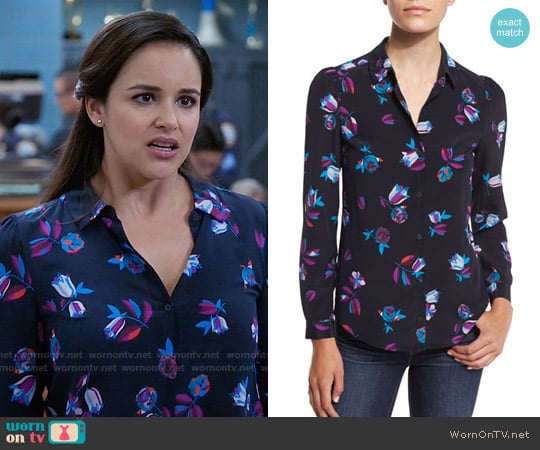 Rebecca Taylor Bellflower Silk Blouse worn by Amy Santiago (Melissa Fumero) on Brooklyn Nine-Nine