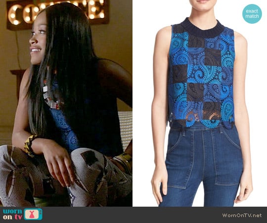 Sea Crochet Lace Crop Tank worn by Zayday Williams (Keke Palmer) on Scream Queens