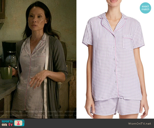 Splendid Gingham Classic Short Pajama Set worn by Joan Watson (Lucy Liu) on Elementary