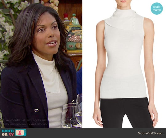 Theory Leendelle Top worn by Maya Avant (Karla Mosley) on The Bold and the Beautiful