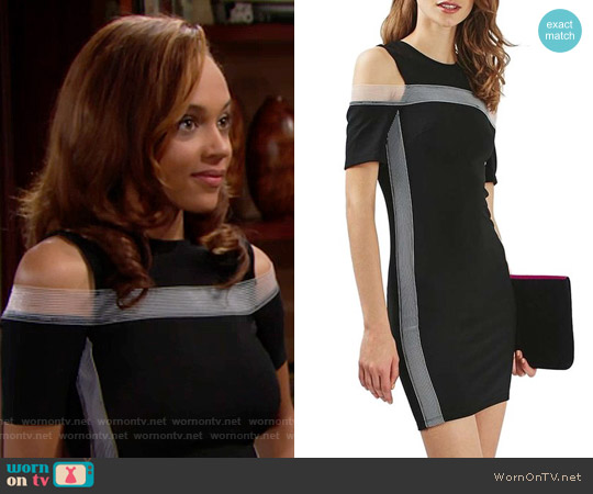 Topshop Elastic Trim Cold Shoulder Dress worn by Nicole Avant (Reign Edwards) on The Bold and the Beautiful