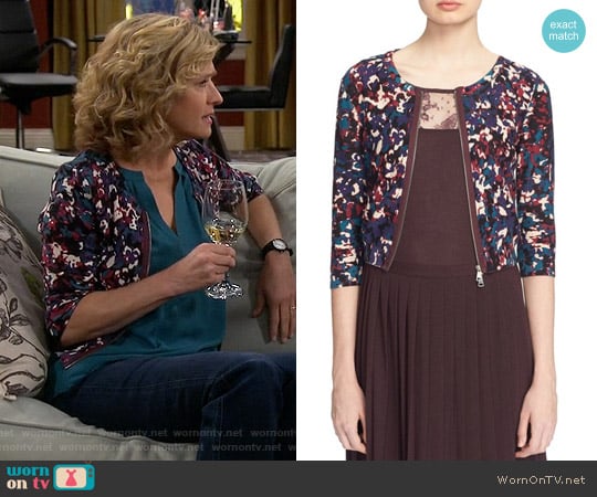 Tracy Reese Speckle Print Zip Cardigan worn by Vanessa Baxter (Nancy Travis) on Last Man Standing