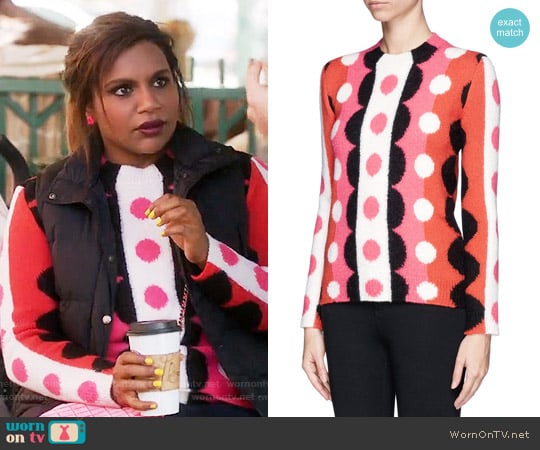 Valentino Optic Floral Wool Sweater worn by Mindy Lahiri (Mindy Kaling) on The Mindy Project