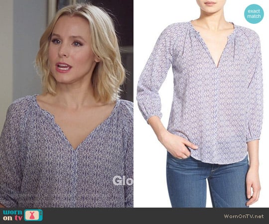 Velvet by Graham & Spencer Cotton Voile Peasant Blouse worn by Eleanor Shellstrop (Kristen Bell) on The Good Place