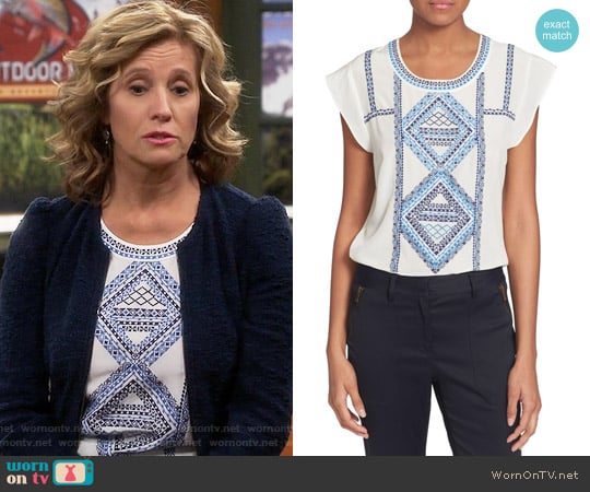 Veronica Beard 'Baja' Flutter Cap Sleeve Top worn by Vanessa Baxter (Nancy Travis) on Last Man Standing