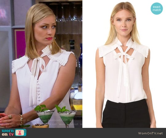 Yigal Azrouel Center Front Tie Top worn by Caroline Channing (Beth Behrs) on 2 Broke Girls