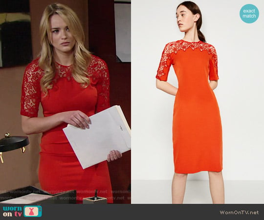 Zara Lace Detail Dress worn by Summer Newman (Hunter King) on The Young and the Restless