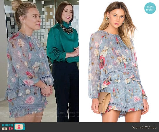 Zimmermann Havoc Floating Layer Playsuit worn by Kelsey Peters (Hilary Duff) on Younger