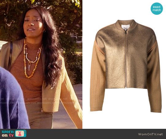 3.1 Phillip Lim Knit Sleeve Bomber Jacket worn by Zayday Williams (Keke Palmer) on Scream Queens