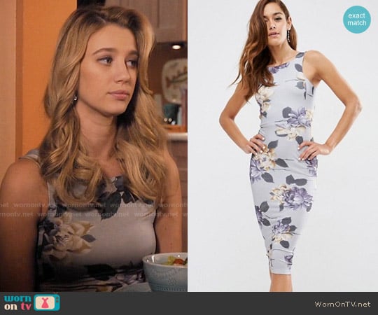 ASOS Floral Pinny Midi Bodycon Dress worn by Petra Solano (Yael Grobglas) on Jane the Virgin