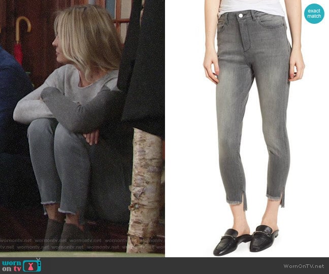 DL1961 Chrissy Trimtone High Waist Step Hem Skinny Jeans worn by Sharon Newman (Sharon Case) on The Young and the Restless