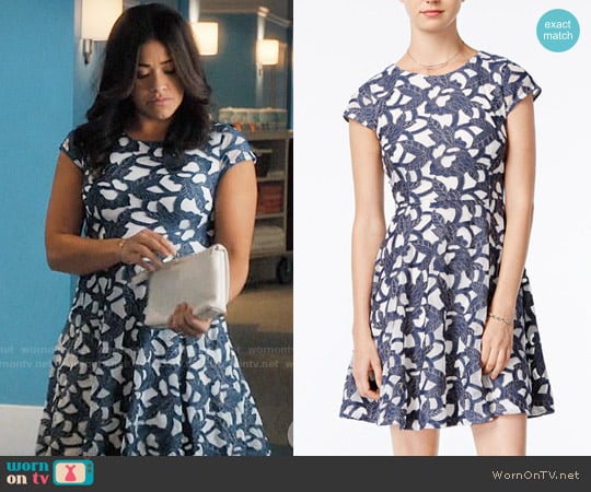 Denim Lace Fit & Flare Dress worn by Jane Villanueva (Gina Rodriguez) on Jane the Virgin