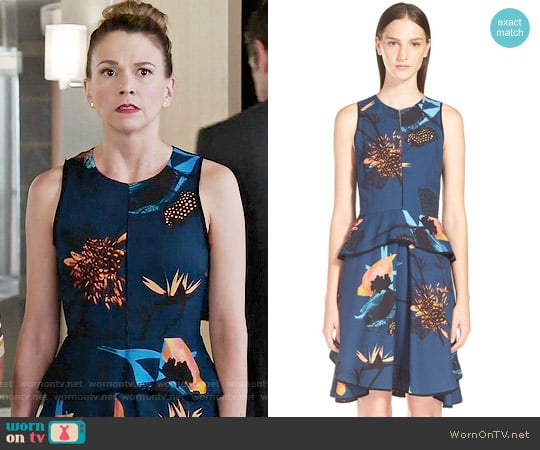 Proenza Schouler Tropical Print Sleeveless Ruffle Dress worn by Liza Miller (Sutton Foster) on Younger