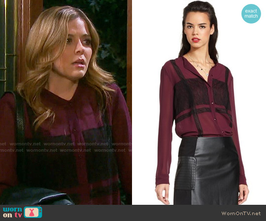 RACHEL Rachel Roy Long-Sleeve High-Neck Lace Blouse worn by Theresa Donovan (Jen Lilley) on Days of our Lives