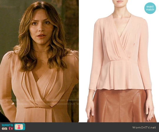 Rebecca Taylor Pleated Georgette Faux Wrap Blouse worn by Paige Dineen (Katharine McPhee) on Scorpion