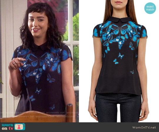 Ted Baker Nealie Butterfly Collective Top worn by Mandy Baxter ( Molly Ephraim) on Last Man Standing