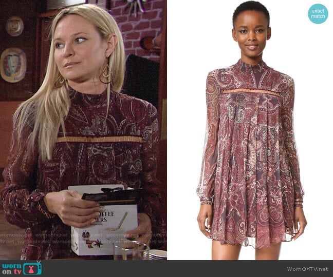 The Jetset Diaries Labyrinth Paisley Mini Dress worn by Sharon Newman (Sharon Case) on The Young and the Restless