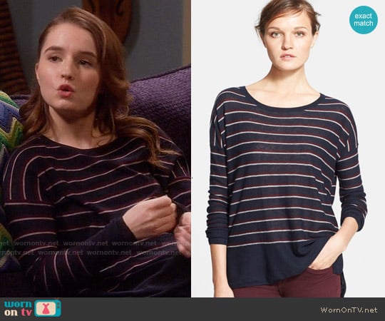 Vince Stripe Wool Blend Sweater in Coastal Combo worn by Eve Baxter (Kaitlyn Dever) on Last Man Standing