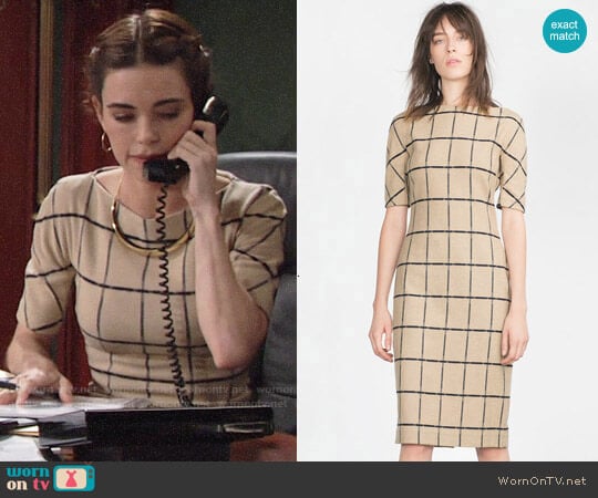 Zara Printed Tube Dress worn by Victoria Newman (Amelia Heinle) on The Young and the Restless