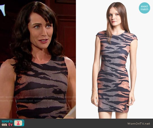 McQ by Alexander McQueen Tiger Print Dress worn by Quinn Fuller (Rena Sofer) on The Bold and the Beautiful