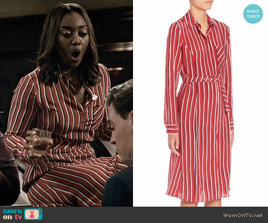 Altuzarra Marian Striped Silk Shirtdress worn by Daisy Grant (Patina Miller) on Madam Secretary