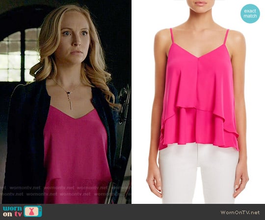 Amanda Uprichard 'Adriana' Silk Cami in Hot Pink worn by Caroline Forbes (Candice Accola) on The Vampire Diaries