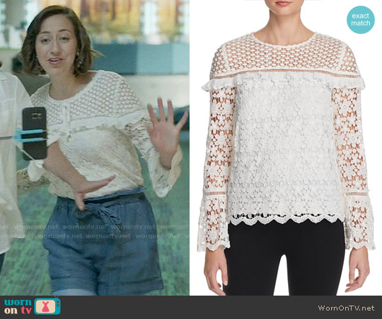 Aqua Lace Long Sleeve Top worn by Carol Pilbasian (Kristen Schaal) on Last Man On Earth