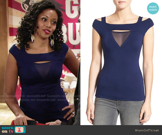 Bailey 44 'Contour' Mesh Cutout Cold Shoulder Top worn by Hilary Curtis (Mishael Morgan) on The Young and the Restless