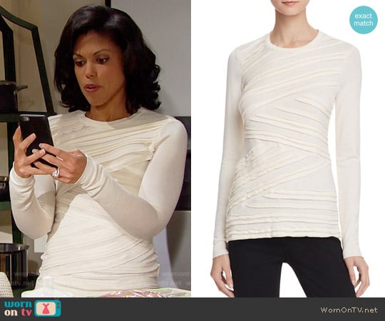 Bailey 44 Tripping Sweater in Vanilla worn by Maya Avant (Karla Mosley) on The Bold and the Beautiful