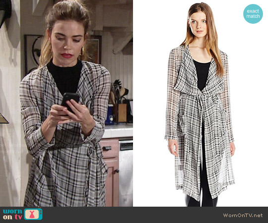 Bcbgeneration Kimono Trench Coat worn by Victoria Newman (Amelia Heinle) on The Young and the Restless